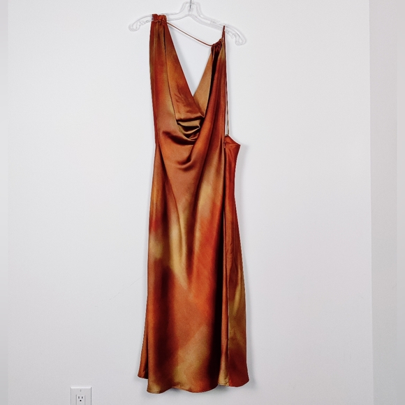 Zara Dresses & Skirts - Zara Satin Slip Maxi Dress - Burnt Orange Size XXL Evening Party Cocktail Fall